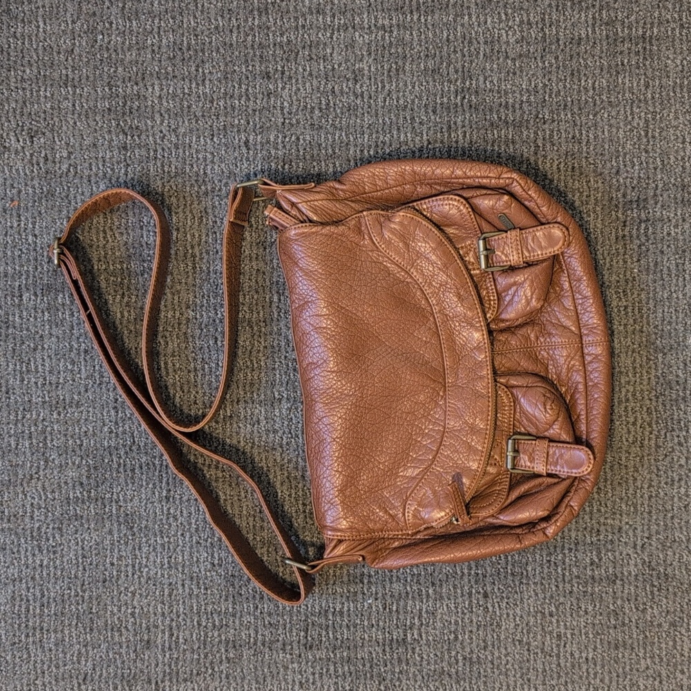 Ampere Brown Leather Shoulder Bag
